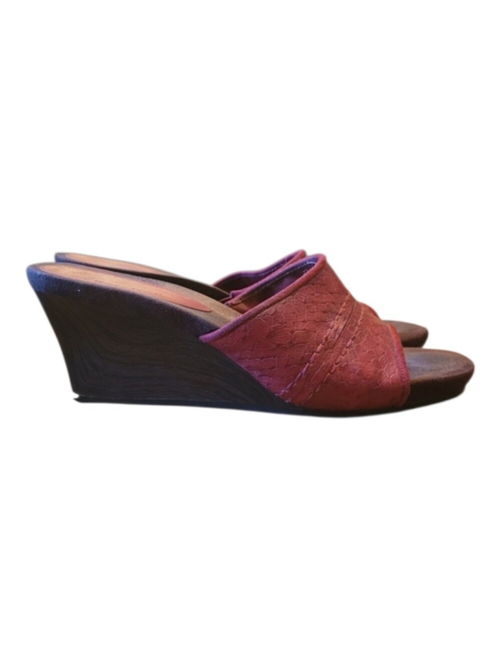 BareTraps Red Slide Mules with Textured Strap